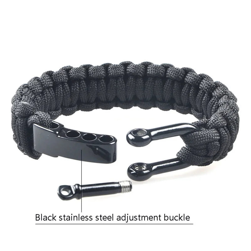 Trilobite Braid Paracord Bracelet: Black Stainless Steel Adjustable Clasp