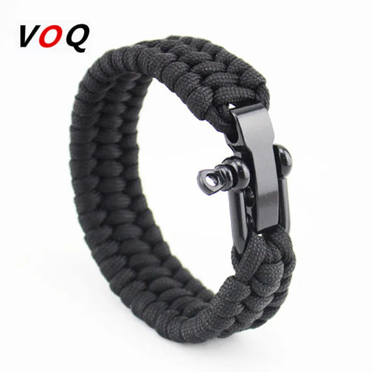 Trilobite Braid Paracord Bracelet: Black Stainless Steel Adjustable Clasp