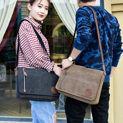 Canvas Messenger Bags: Large Retro Satchels for Travel Envelope Crossbody Briefcase Shoulder