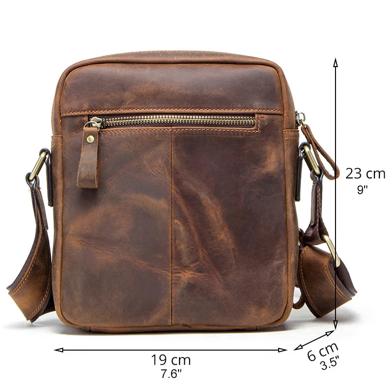 CONTACT'S Genuine Leather Men's Messenger Bag: Vintage Shoulder Bag for 7.9" iPad Mini