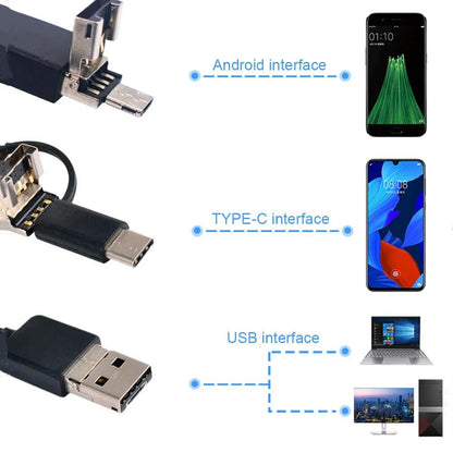 3 IN 1 USB Dual Endoscope Camera HD Hard Cable Inspection Camera 8mm 6 LED Borescope for Android PC Endoscope 1m/2m/3m/5m works with Android 4.0 and above