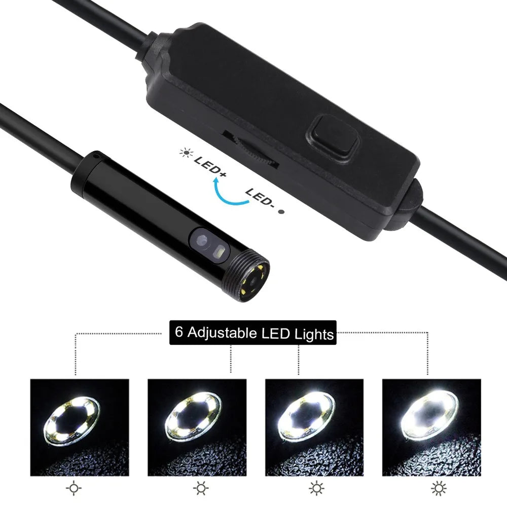 3 IN 1 USB Dual Endoscope Camera HD Hard Cable Inspection Camera 8mm 6 LED Borescope for Android PC Endoscope 1m/2m/3m/5m works with Android 4.0 and above