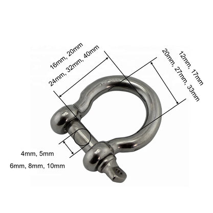 Bow Type Rigging Shackle 304 Stainless Steel Rigging Rated Bolt Type Anchor with Safety Bolt