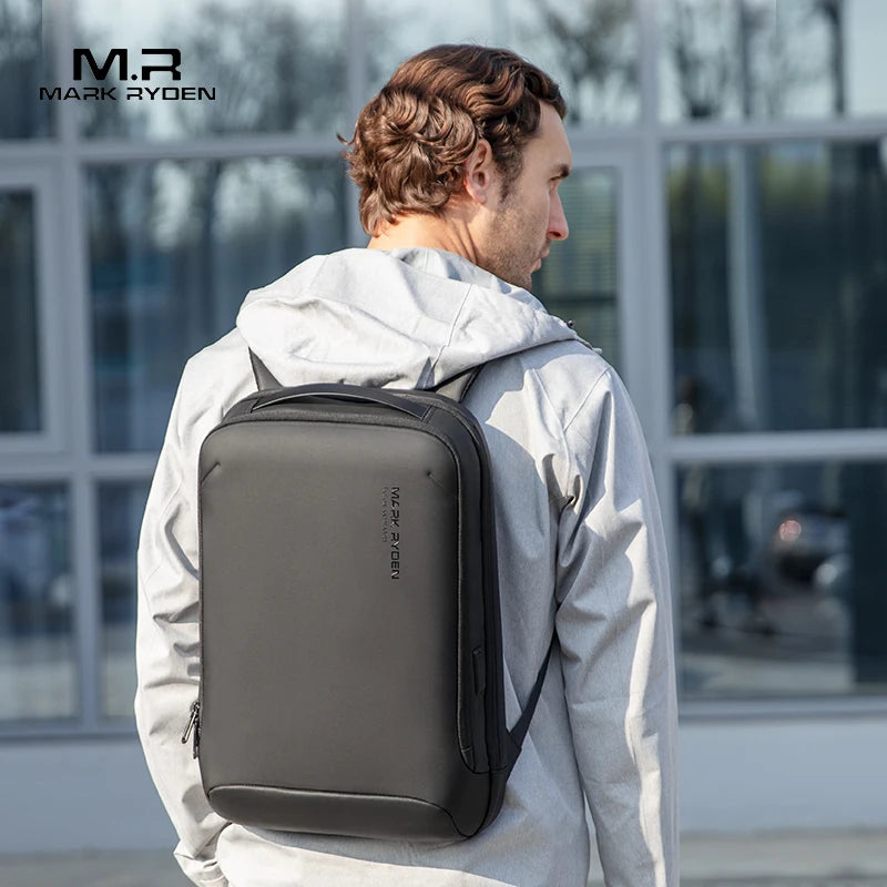 MARK RYDEN 15.6" Minimalist Business Laptop Backpack: Sleek Black and Gray Design