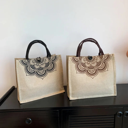 Boho Mandala Canvas Charm - Fashionable Tote & Beach Bag for Women