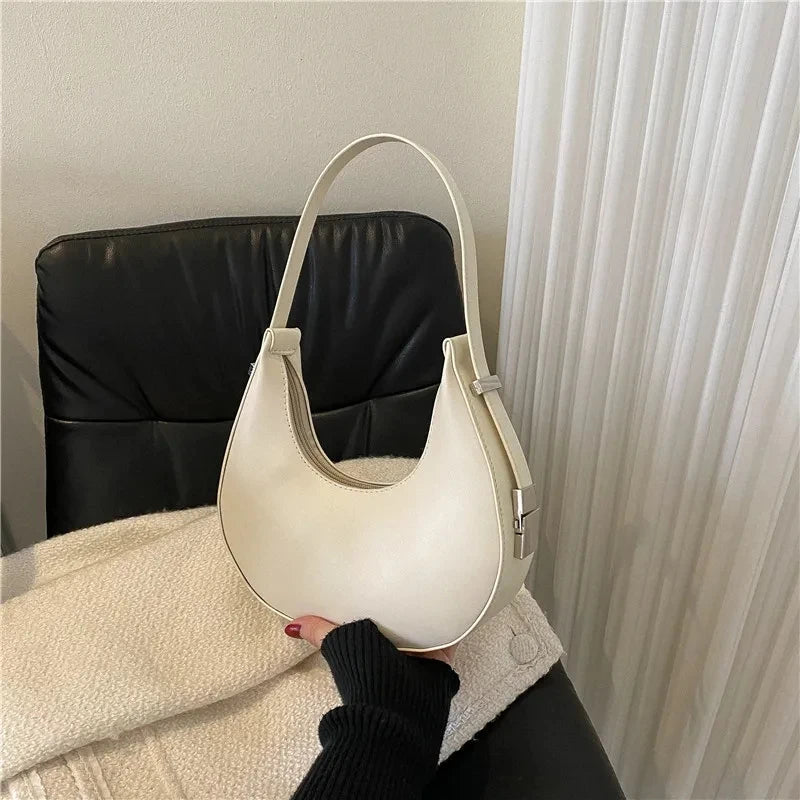 Luxury Half-Moon Underarm Tote Bag for Women – PU Leather Hobo Shoulder Clutch Handbag & Purse