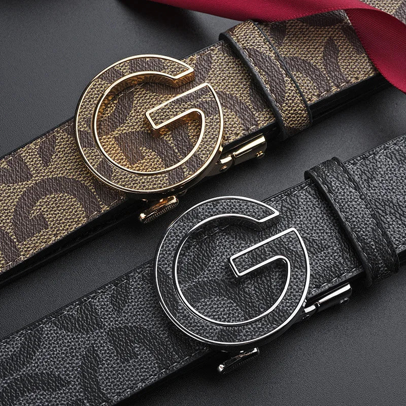 Luxury Boutique-Inspired G Buckle Leather Belt for Men & Women – Chic Designer Style for Any Occasion Style "2"