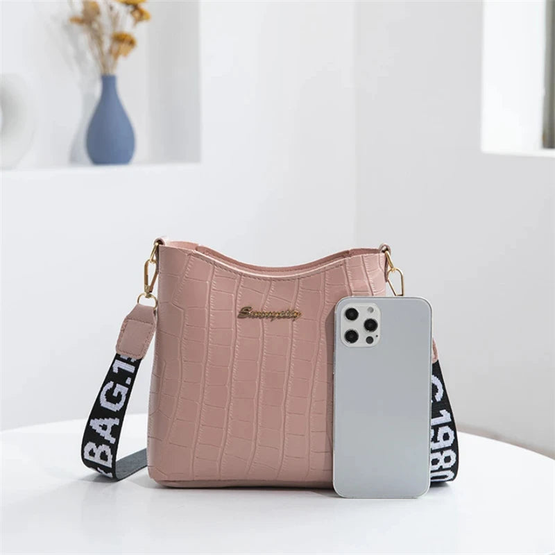 Crocodile Messenger Bags For Women Luxury High Quality Ladies Handbags Bucket Bag Pu Leather Crossbody Shoulder Bag Female