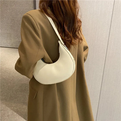 Luxury Half-Moon Underarm Tote Bag for Women – PU Leather Hobo Shoulder Clutch Handbag & Purse