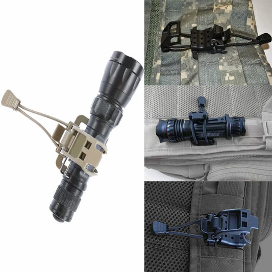 Multifunctional Tactical Flashlight Clip: Essential Molle Hiking Accessory