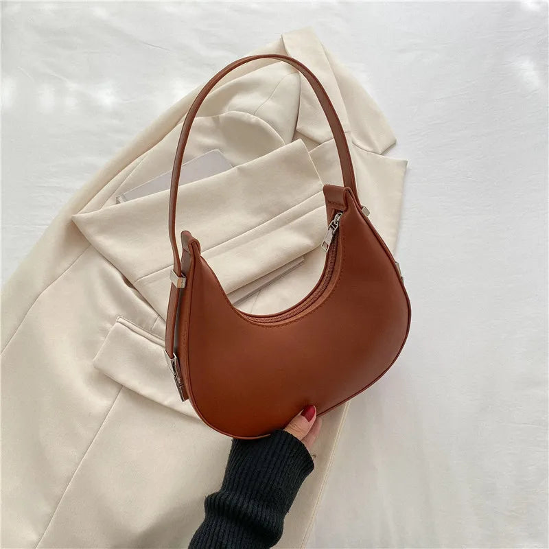 Luxury Half-Moon Underarm Tote Bag for Women – PU Leather Hobo Shoulder Clutch Handbag & Purse