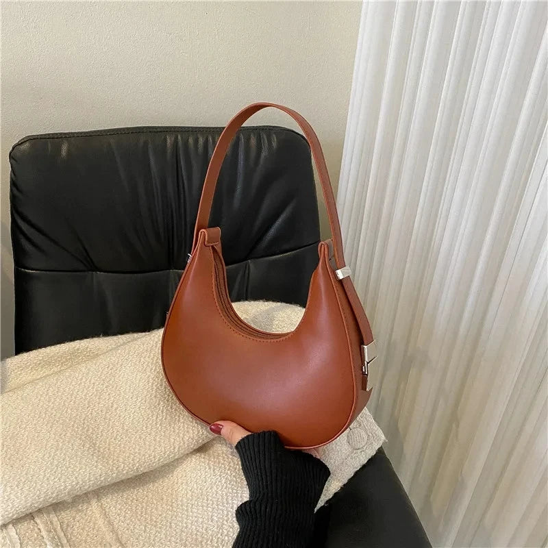 Luxury Half-Moon Underarm Tote Bag for Women – PU Leather Hobo Shoulder Clutch Handbag & Purse