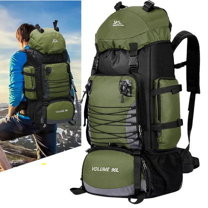 90L Hiking Travel Backpack - Large Waterproof Camping Bag, Outdoor Sports and Climbing