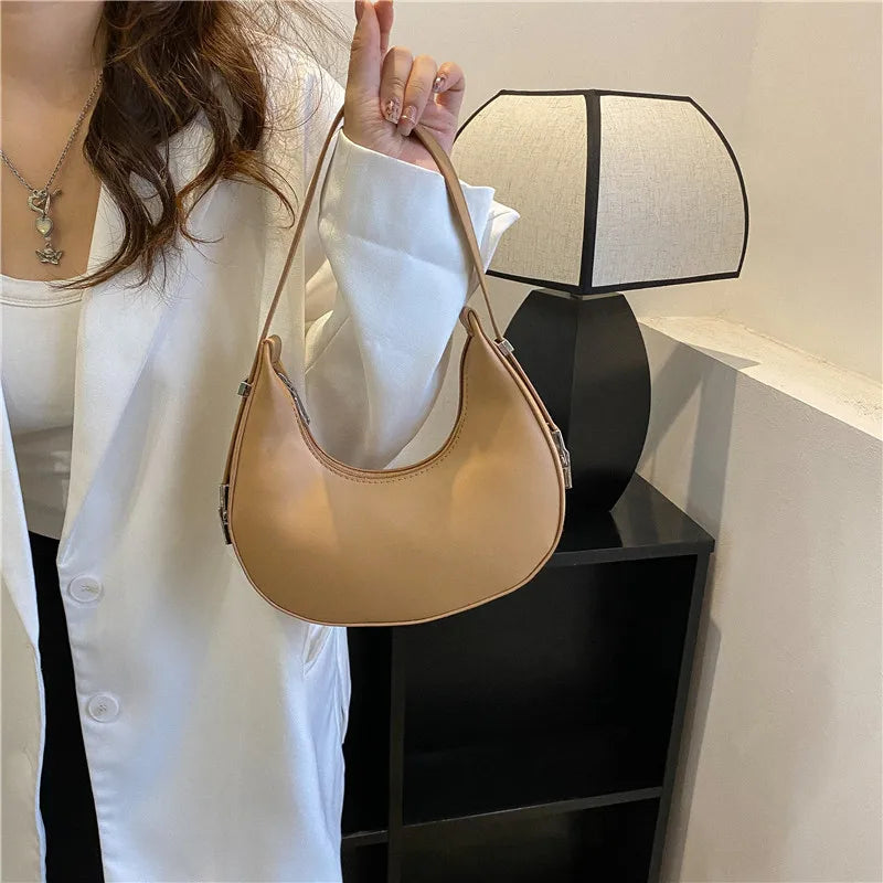 Luxury Half-Moon Underarm Tote Bag for Women – PU Leather Hobo Shoulder Clutch Handbag & Purse