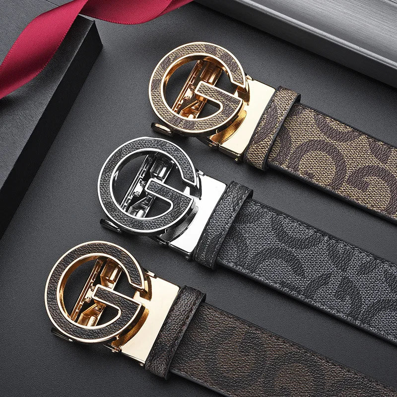 Luxury Boutique-Inspired G Buckle Leather Belt for Men & Women – Chic Designer Style for Any Occasion Style "1"