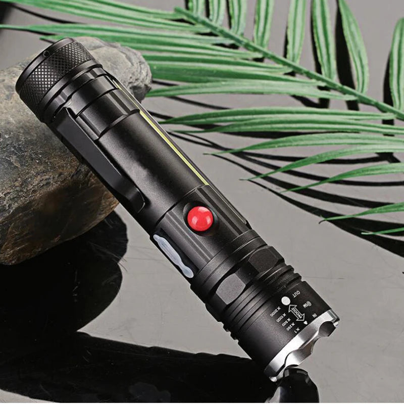 Powerful LED Flashlight with Magnet - Portable Rechargeable Auto Repair Light with Waterproof Torch