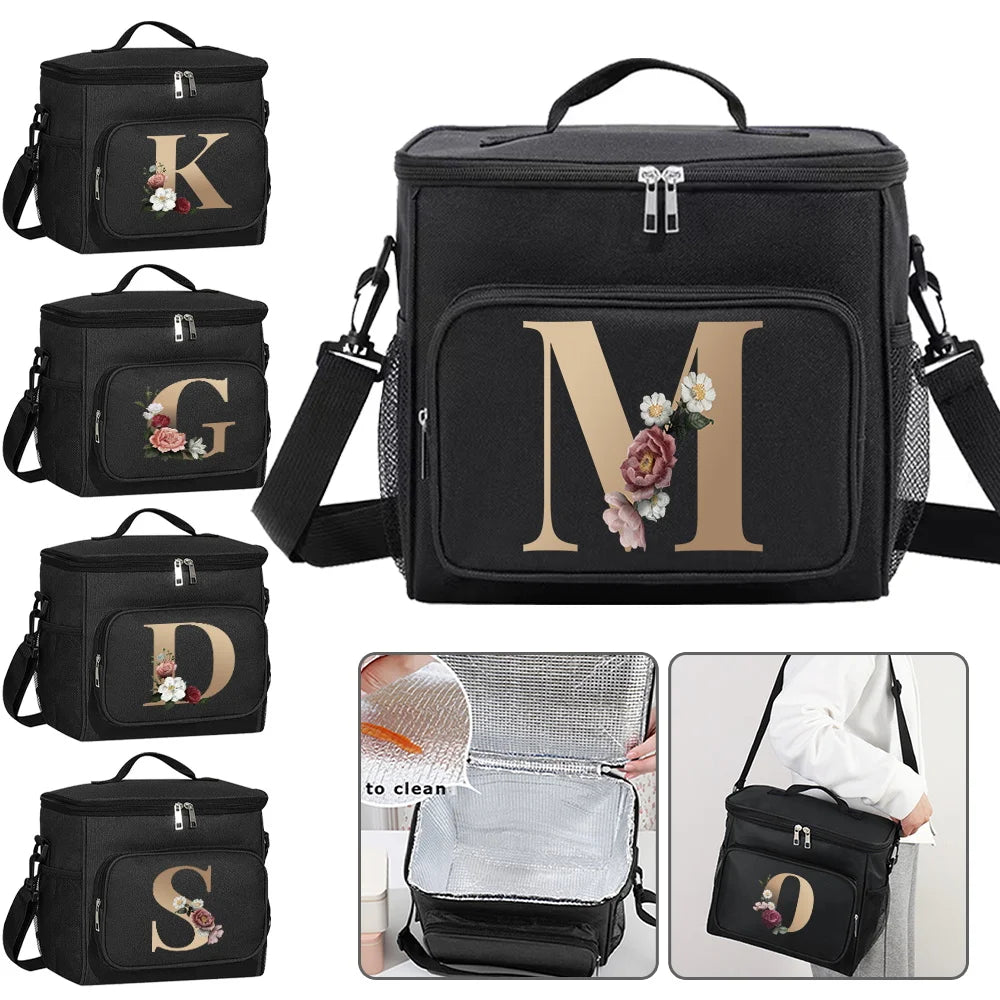 Fashionable Cooler Tote for Work Office School Picnic - Personalized with a Letter