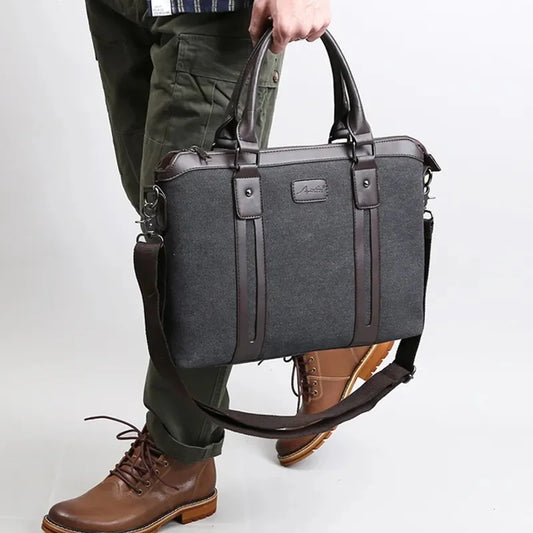 Canvas Business Messenger Bags: Vintage Crossbody Briefcase for Men and Women