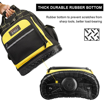 Heavy Duty Tool Backpack with Rubber Base perfect for Construction Plumbers Iron Workers Electricians and more!