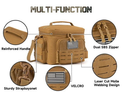 Tactical Lunch Box - Heavy Duty Insulated Cooler Bag with Molle Webbing for Outdoor Work and Adventures