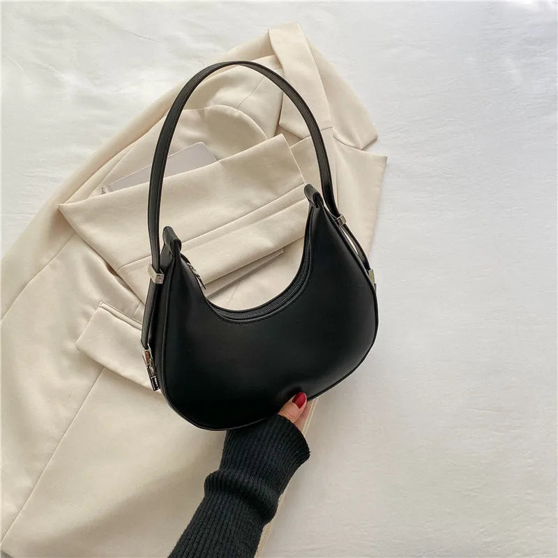 Luxury Half-Moon Underarm Tote Bag for Women – PU Leather Hobo Shoulder Clutch Handbag & Purse