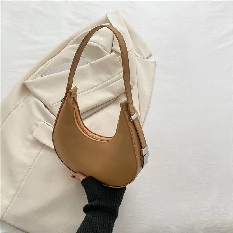 Luxury Half-Moon Underarm Tote Bag for Women – PU Leather Hobo Shoulder Clutch Handbag & Purse