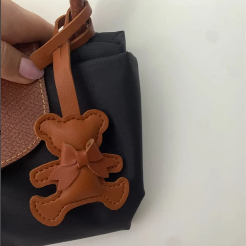 Luxe Faux Leather Teddy Bear Purse Keychain Charm – Elegant & Stylish Bag Ornament