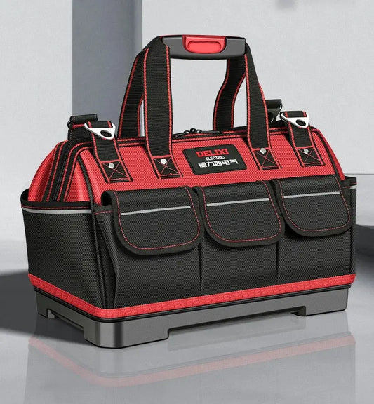 Large Electrician Tool Bag Organizer: Heavy Duty Waterproof Storage Bag [Red]